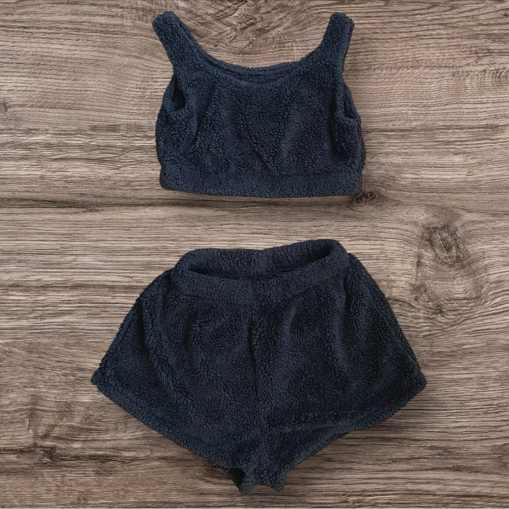 Plush Black Pajama Set